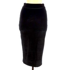 Re:named black velvet gothic stretch fitted pencil skirt wiggle medium women’s